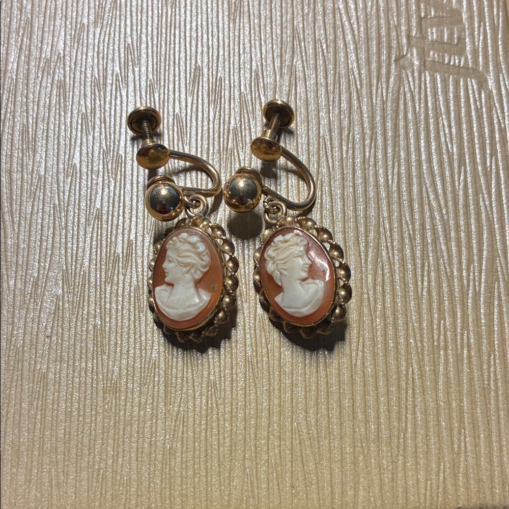 Vintage Van Dell 12 GF Cameo Earrings